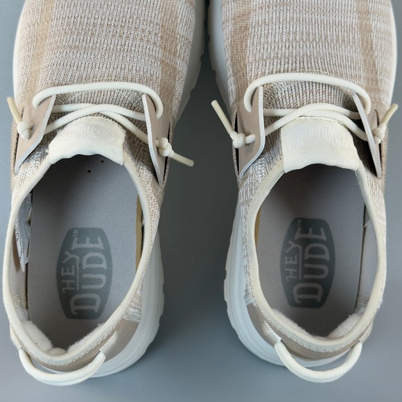 Hey Dude Sirocco Womens 8 Slip On Loafer Sneakers Beige White Lace Comfort Shoes - Picture 8 of 16